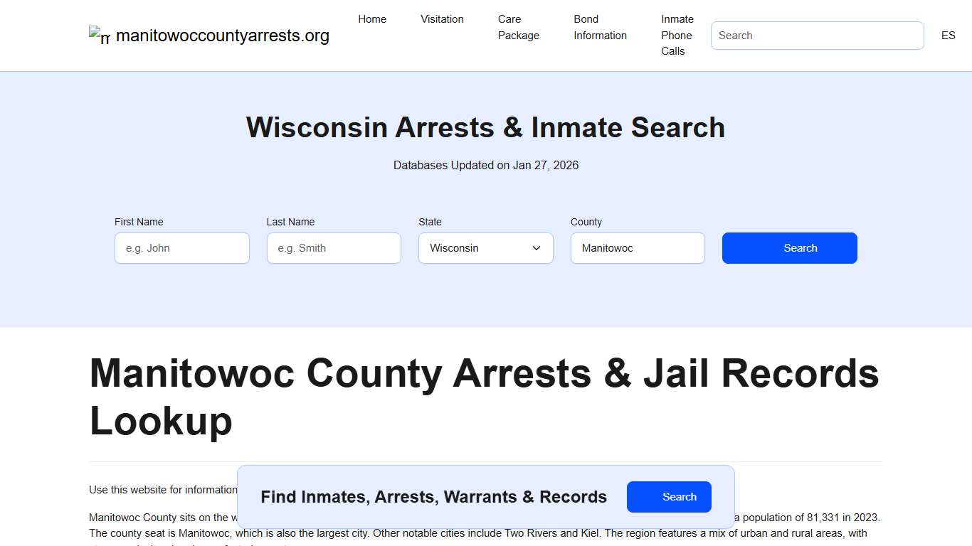 Manitowoc County, WI Arrests, Warrants, Police Records Search