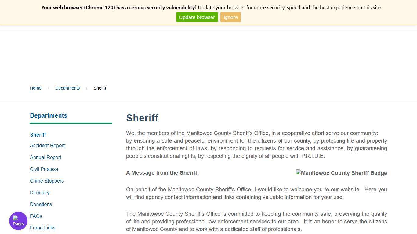 Manitowoc County - Sheriff - Manitowoc County