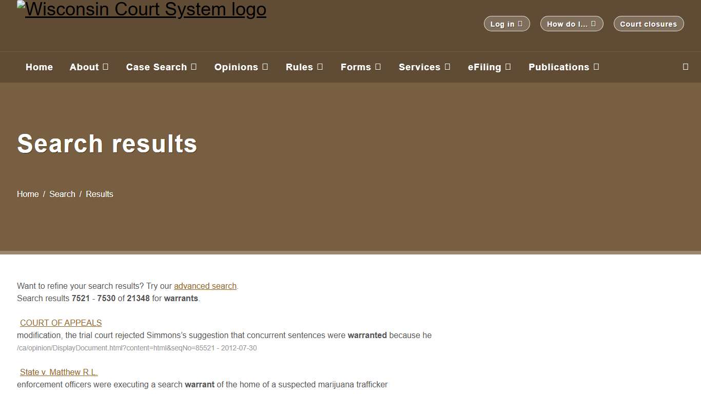 Wisconsin Court System - Search