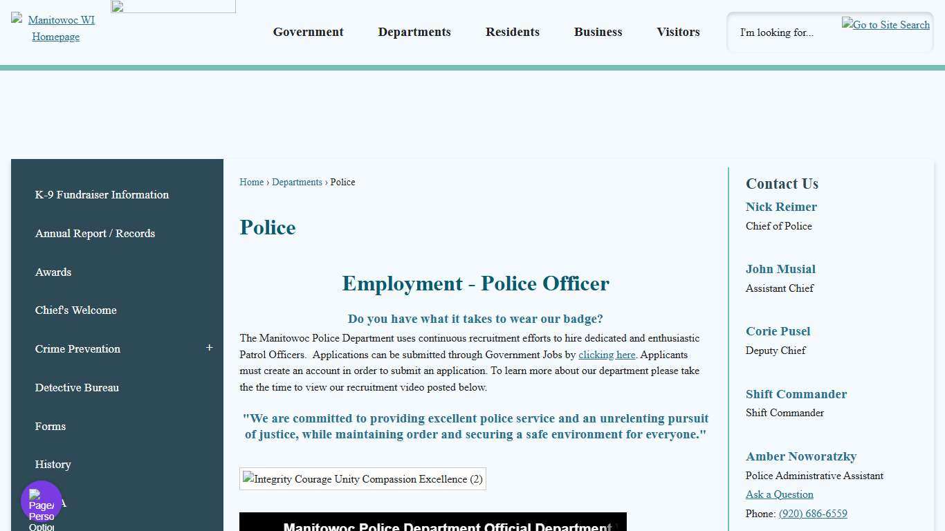 Police Manitowoc, WI - Official Website